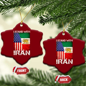 I Stand With Iran Ceramic Ornament Persian American Flag USA Persia Lion And Sun Iran TS10 Print Your Wear