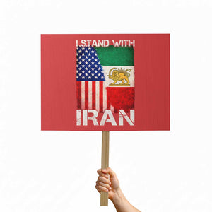 I Stand With Iran Protest Sign Persian American Flag USA Persia Lion And Sun Iran TS10 Horizontal 18" × 24" Red Print Your Wear