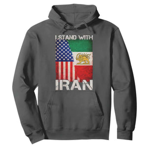 I Stand With Iran Hoodie Persian American Flag USA Persia Lion And Sun Iran TS10 Dark Heather Print Your Wear