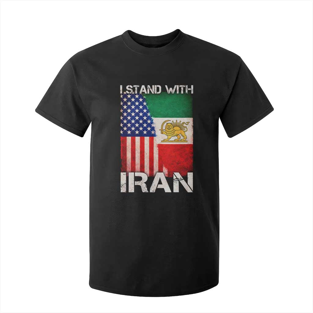 I Stand With Iran T Shirt For Kid Persian American Flag USA Persia Lion And Sun Iran TS10 Black Print Your Wear