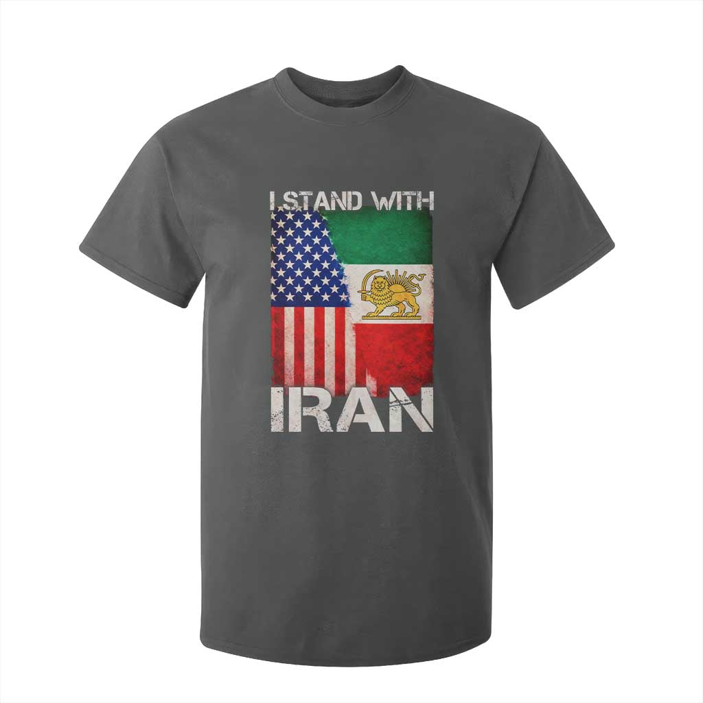 I Stand With Iran T Shirt For Kid Persian American Flag USA Persia Lion And Sun Iran TS10 Dark Heather Print Your Wear