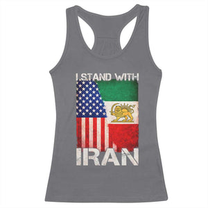 I Stand With Iran Racerback Tank Top Persian American Flag USA Persia Lion And Sun Iran TS10 Charcoal Print Your Wear