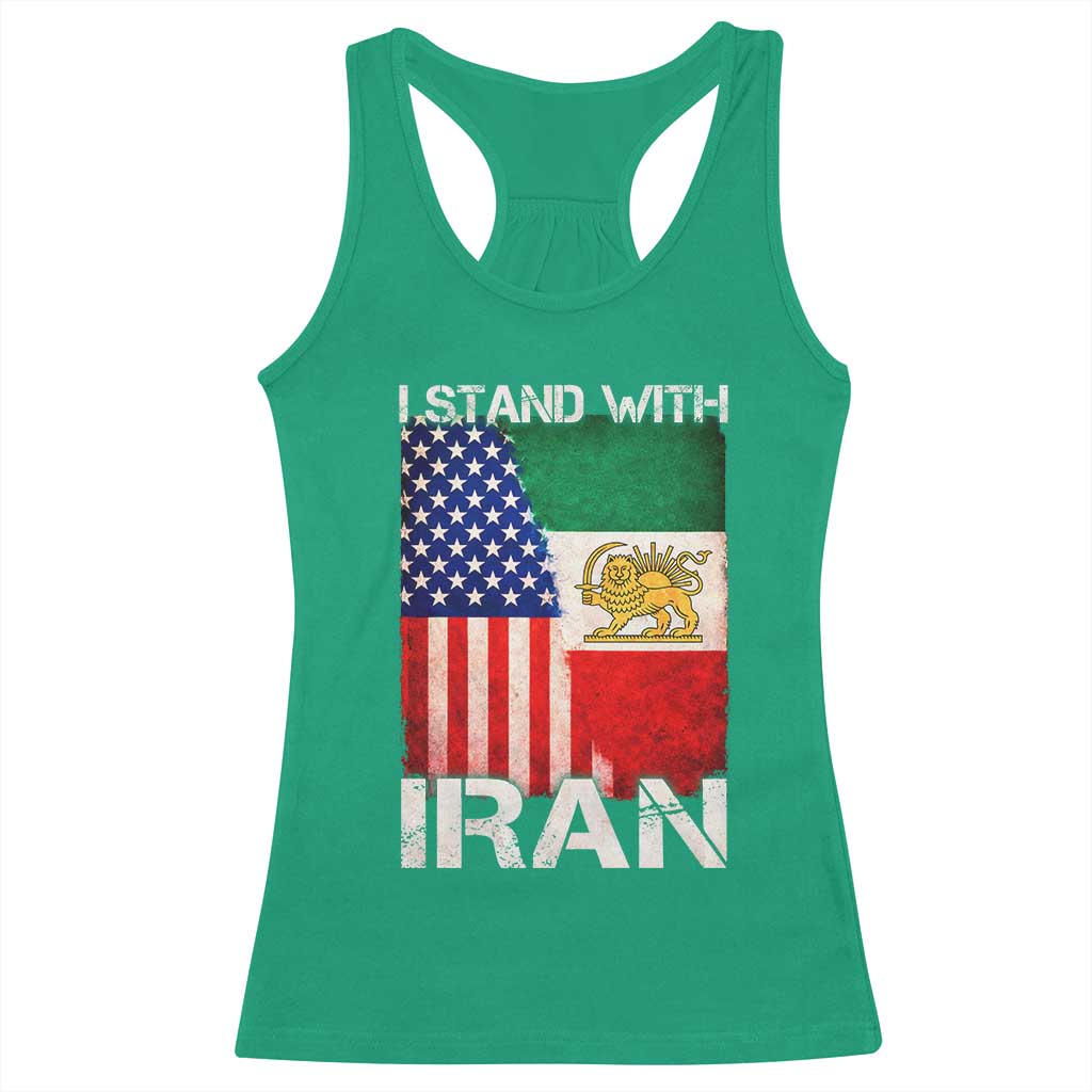 I Stand With Iran Racerback Tank Top Persian American Flag USA Persia Lion And Sun Iran TS10 Irish Green Print Your Wear