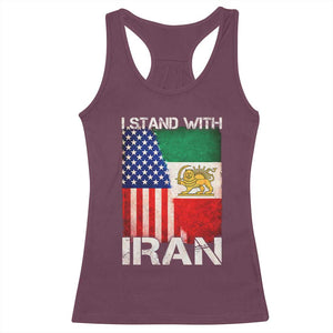 I Stand With Iran Racerback Tank Top Persian American Flag USA Persia Lion And Sun Iran TS10 Maroon Print Your Wear