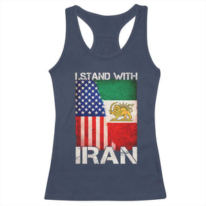 I Stand With Iran Racerback Tank Top Persian American Flag USA Persia Lion And Sun Iran TS10 Navy Print Your Wear