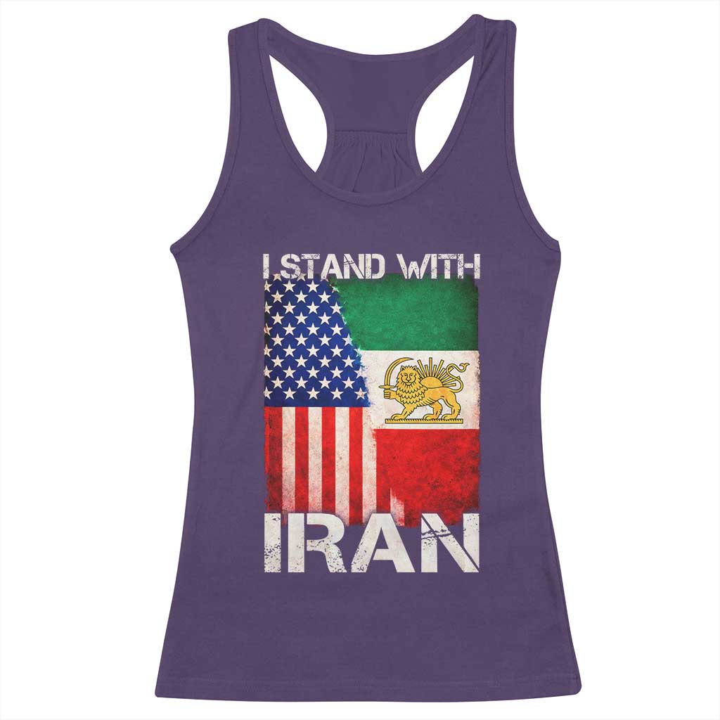 I Stand With Iran Racerback Tank Top Persian American Flag USA Persia Lion And Sun Iran TS10 Purple Print Your Wear