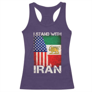 I Stand With Iran Racerback Tank Top Persian American Flag USA Persia Lion And Sun Iran TS10 Purple Print Your Wear