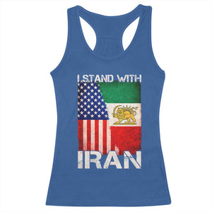 I Stand With Iran Racerback Tank Top Persian American Flag USA Persia Lion And Sun Iran TS10 Royal Blue Print Your Wear