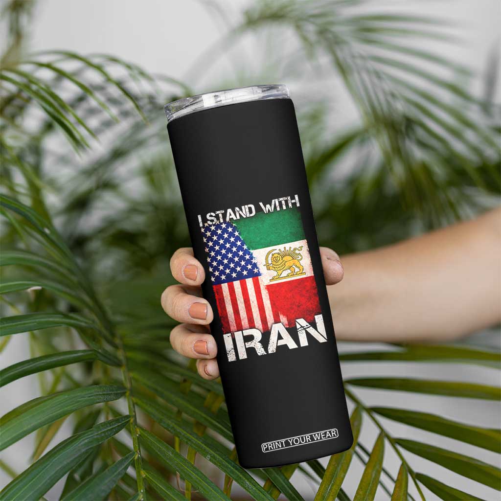 I Stand With Iran Skinny Tumbler Persian American Flag USA Persia Lion And Sun Iran TS10 Print Your Wear