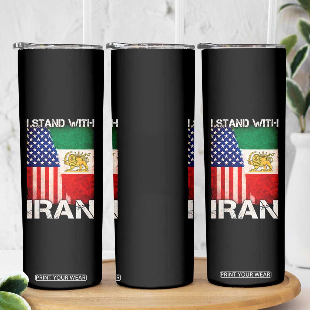 I Stand With Iran Skinny Tumbler Persian American Flag USA Persia Lion And Sun Iran TS10 Print Your Wear
