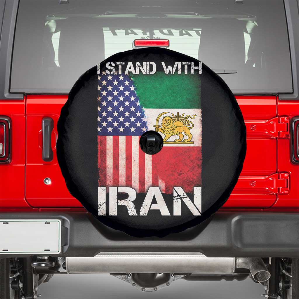 I Stand With Iran Spare Tire Cover Persian American Flag USA Persia Lion And Sun Iran TS10 Black Print Your Wear
