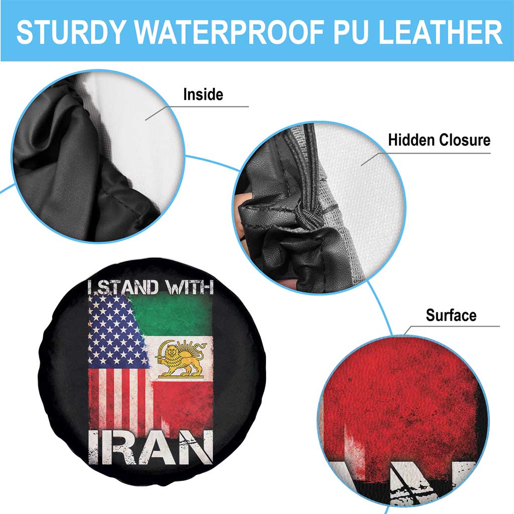 I Stand With Iran Spare Tire Cover Persian American Flag USA Persia Lion And Sun Iran TS10 Print Your Wear