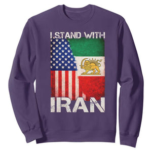 I Stand With Iran Sweatshirt Persian American Flag USA Persia Lion And Sun Iran TS10 Purple Print Your Wear