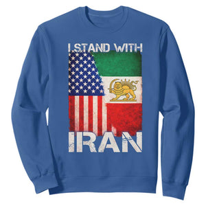 I Stand With Iran Sweatshirt Persian American Flag USA Persia Lion And Sun Iran TS10 Royal Blue Print Your Wear