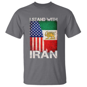 I Stand With Iran T Shirt - Persian American Flag USA Persia Lion And Sun Solidarity Tee TS10 Charcoal Print Your Wear