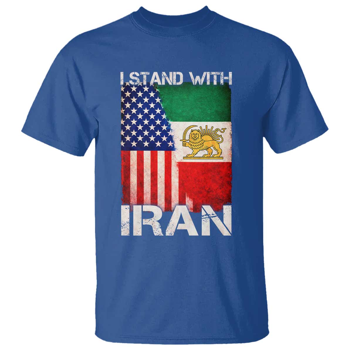 I Stand With Iran T Shirt - Persian American Flag USA Persia Lion And Sun Solidarity Tee TS10 Royal Blue Print Your Wear