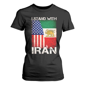 I Stand With Iran T Shirt For Women Persian American Flag USA Persia Lion And Sun Iran TS10 Black Print Your Wear