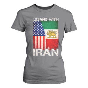 I Stand With Iran T Shirt For Women Persian American Flag USA Persia Lion And Sun Iran TS10 Charcoal Print Your Wear