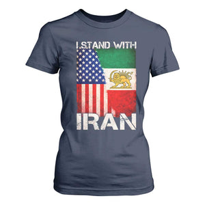 I Stand With Iran T Shirt For Women Persian American Flag USA Persia Lion And Sun Iran TS10 Navy Print Your Wear