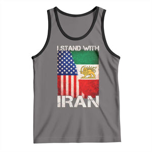 I Stand With Iran Tank Top Persian American Flag USA Persia Lion And Sun Iran TS10 Deep Heather Black Print Your Wear
