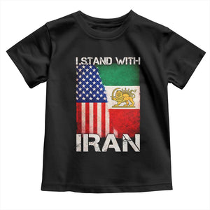 I Stand With Iran Toddler T Shirt Persian American Flag USA Persia Lion And Sun Iran TS10 Black Print Your Wear
