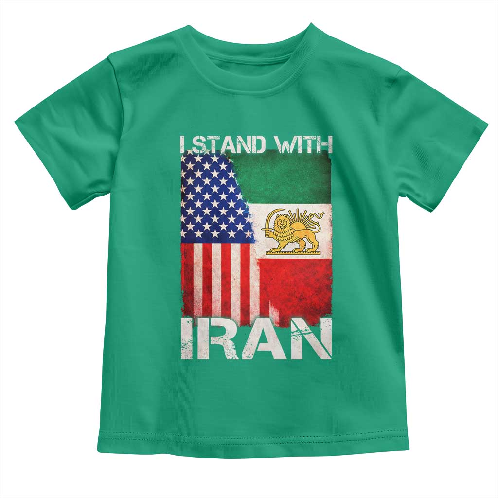 I Stand With Iran Toddler T Shirt Persian American Flag USA Persia Lion And Sun Iran TS10 Irish Green Print Your Wear