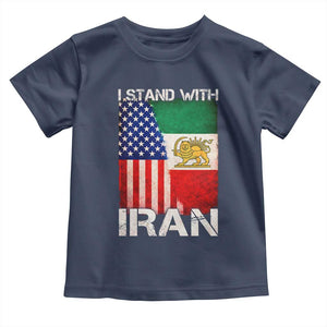 I Stand With Iran Toddler T Shirt Persian American Flag USA Persia Lion And Sun Iran TS10 Navy Print Your Wear