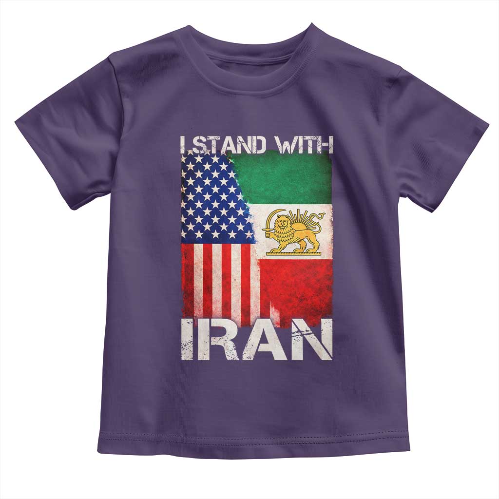 I Stand With Iran Toddler T Shirt Persian American Flag USA Persia Lion And Sun Iran TS10 Purple Print Your Wear
