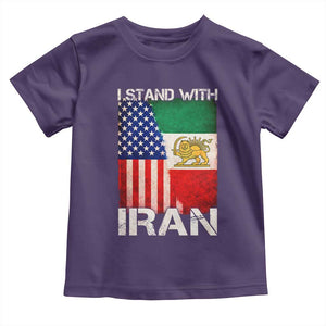 I Stand With Iran Toddler T Shirt Persian American Flag USA Persia Lion And Sun Iran TS10 Purple Print Your Wear