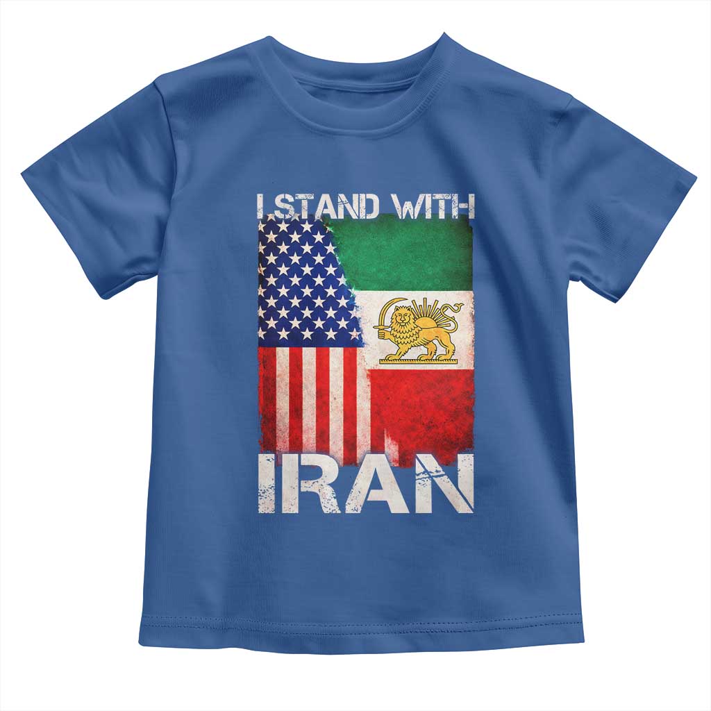 I Stand With Iran Toddler T Shirt Persian American Flag USA Persia Lion And Sun Iran TS10 Royal Blue Print Your Wear