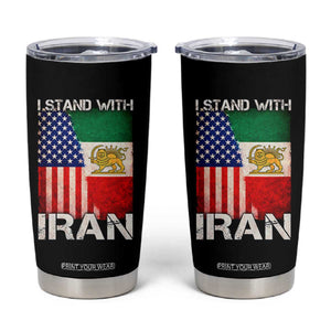 I Stand With Iran Tumbler Cup Persian American Flag USA Persia Lion And Sun Iran TS10 Black Print Your Wear