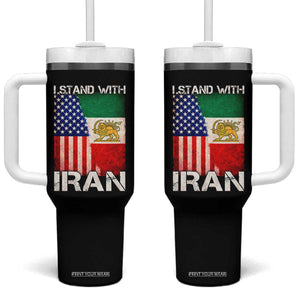 I Stand With Iran Tumbler With Handle Persian American Flag USA Persia Lion And Sun Iran TS10 One Size: 40 oz Black Print Your Wear