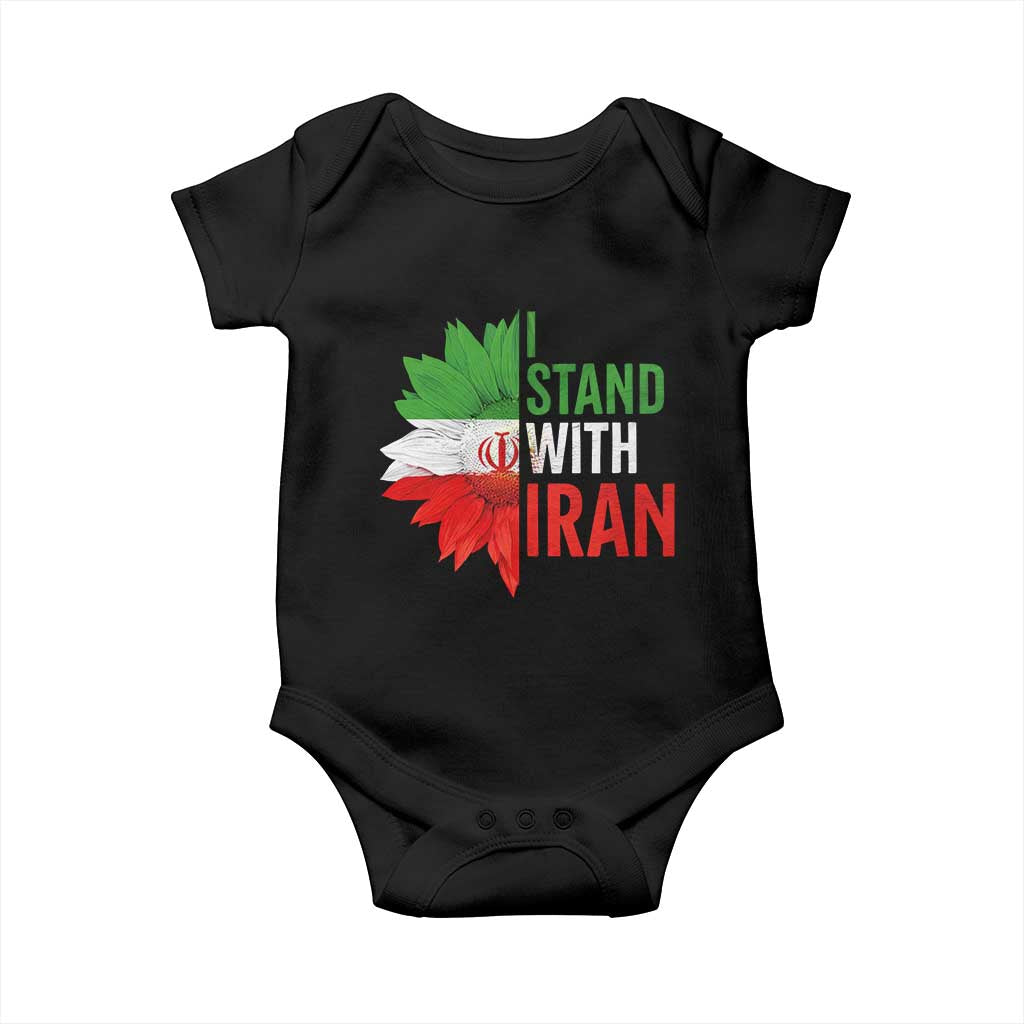 Sunflower Iran Flag Baby Onesie Persian Freedom I Stand With Iran TS10 Black Print Your Wear