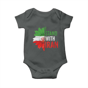 Sunflower Iran Flag Baby Onesie Persian Freedom I Stand With Iran TS10 Dark Heather Print Your Wear