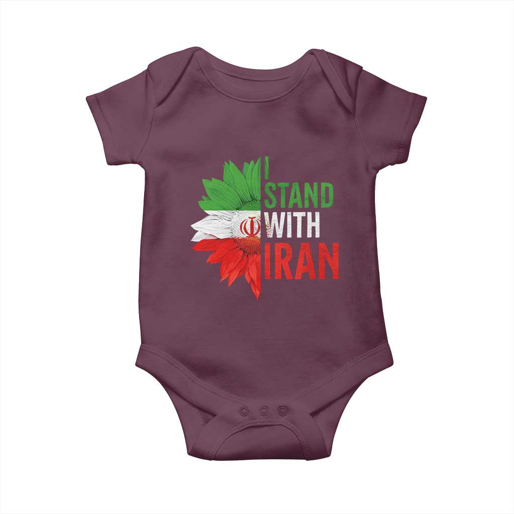 Sunflower Iran Flag Baby Onesie Persian Freedom I Stand With Iran TS10 Maroon Print Your Wear