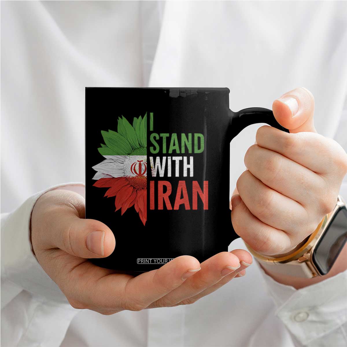 Sunflower Iran Flag Coffee Mug Persian Freedom I Stand With Iran TS10 Print Your Wear