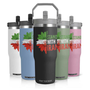 Sunflower Iran Flag Flip Straw Tumbler Persian Freedom I Stand With Iran TS10 Print Your Wear