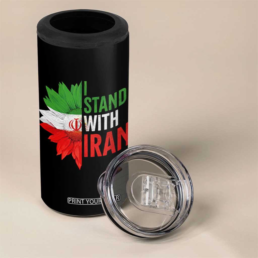 Sunflower Iran Flag 4 in 1 Can Cooler Tumbler Persian Freedom I Stand With Iran TS10 Print Your Wear