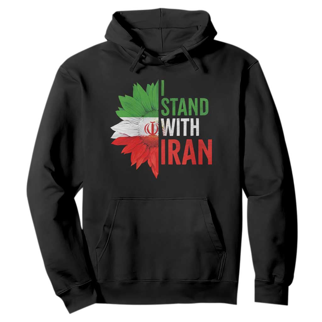 Sunflower Iran Flag Hoodie Persian Freedom I Stand With Iran TS10 Black Print Your Wear