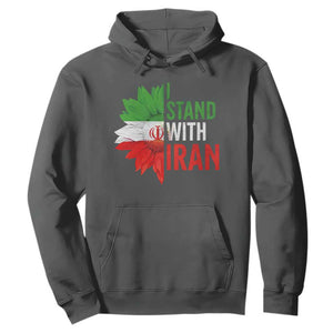 Sunflower Iran Flag Hoodie Persian Freedom I Stand With Iran TS10 Dark Heather Print Your Wear