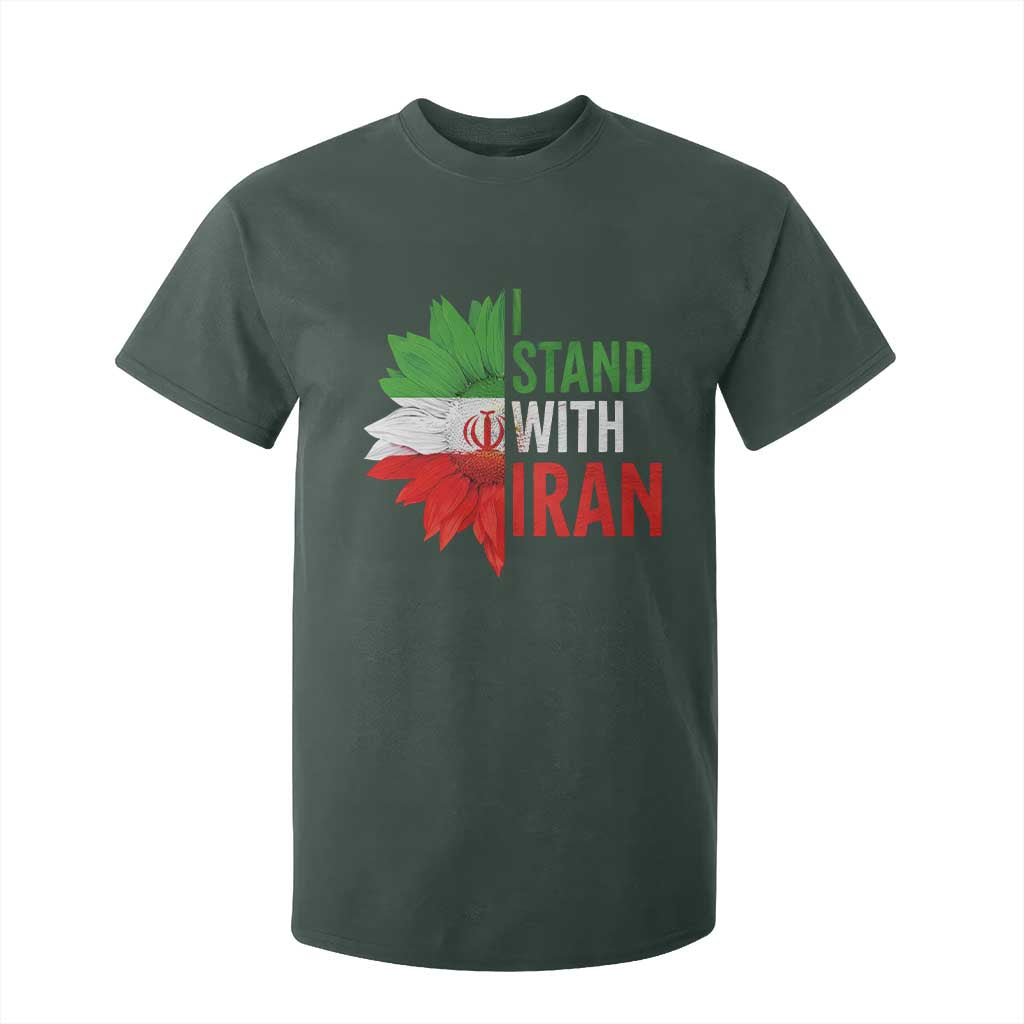 Sunflower Iran Flag T Shirt For Kid Persian Freedom I Stand With Iran TS10 Dark Forest Green Print Your Wear
