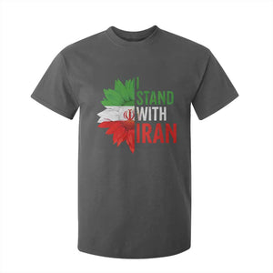 Sunflower Iran Flag T Shirt For Kid Persian Freedom I Stand With Iran TS10 Dark Heather Print Your Wear