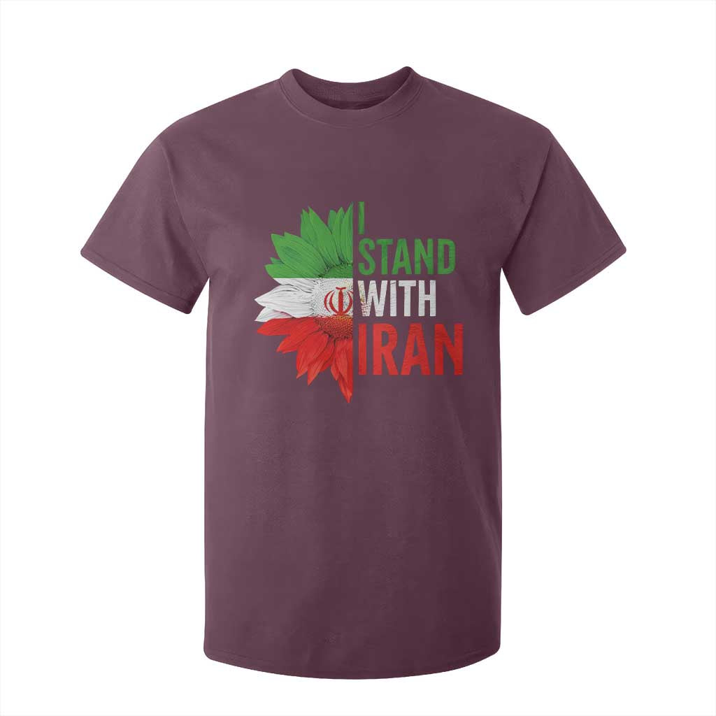 Sunflower Iran Flag T Shirt For Kid Persian Freedom I Stand With Iran TS10 Maroon Print Your Wear
