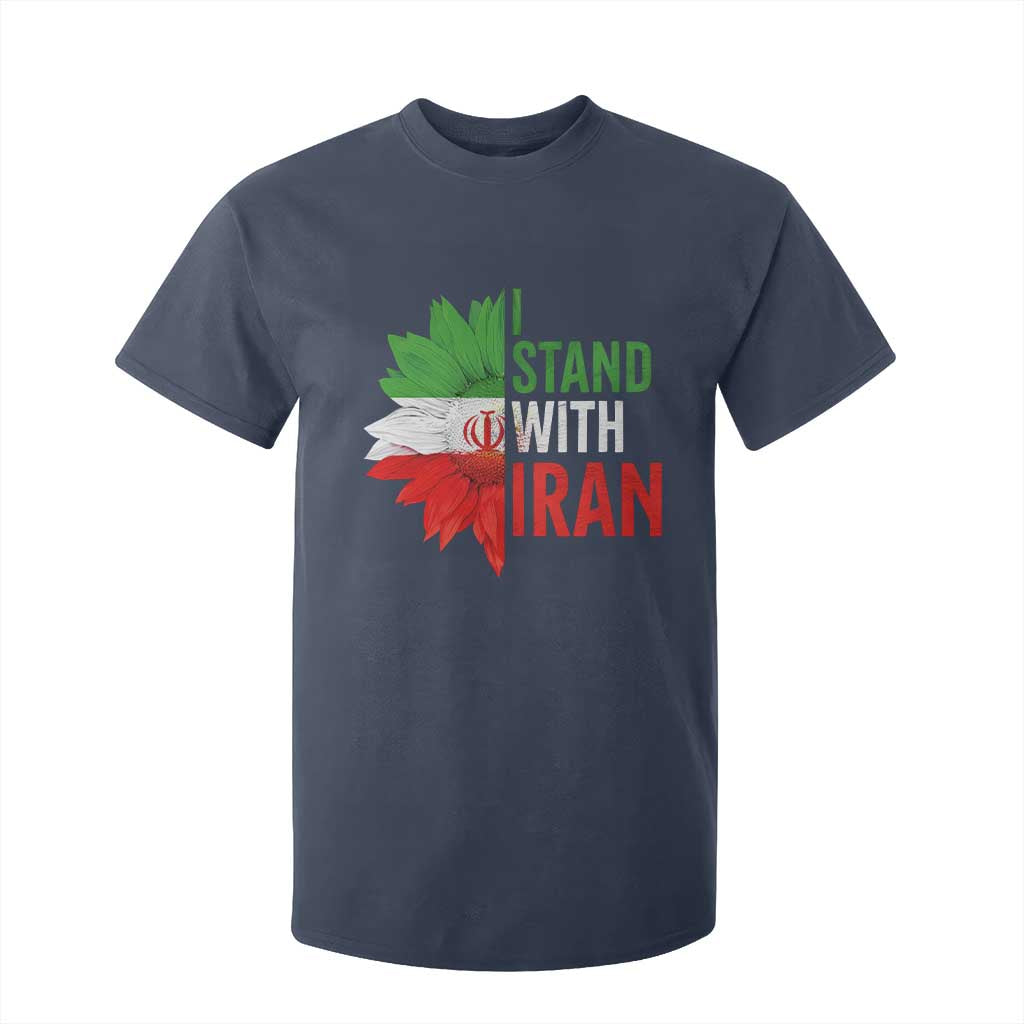 Sunflower Iran Flag T Shirt For Kid Persian Freedom I Stand With Iran TS10 Navy Print Your Wear