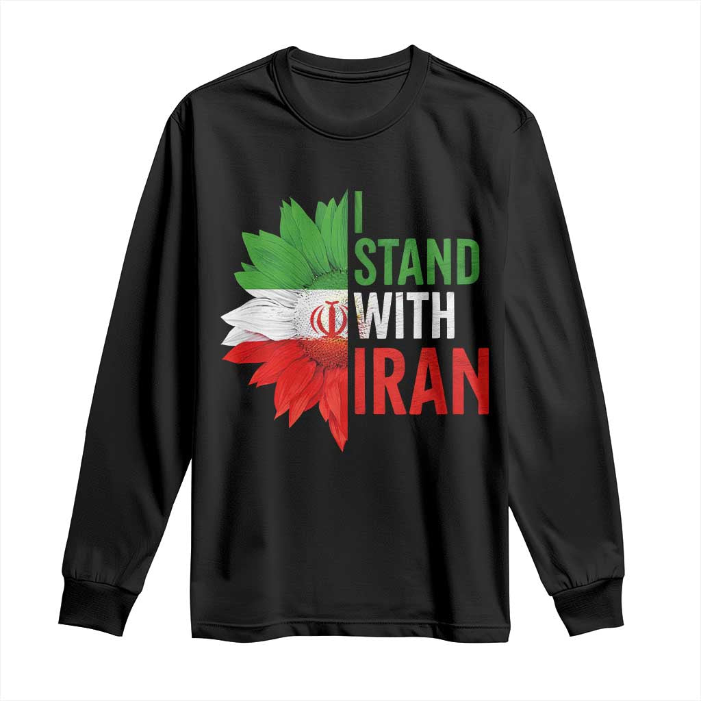 Sunflower Iran Flag Long Sleeve Shirt Persian Freedom I Stand With Iran TS10 Black Print Your Wear