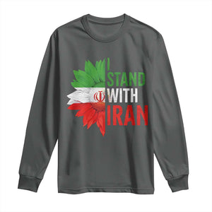 Sunflower Iran Flag Long Sleeve Shirt Persian Freedom I Stand With Iran TS10 Dark Heather Print Your Wear