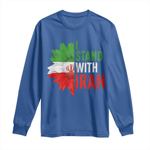Sunflower Iran Flag Long Sleeve Shirt Persian Freedom I Stand With Iran TS10 Royal Blue Print Your Wear