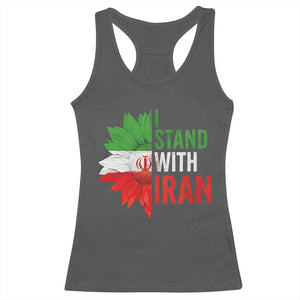 Sunflower Iran Flag Racerback Tank Top Persian Freedom I Stand With Iran TS10 Dark Heather Print Your Wear