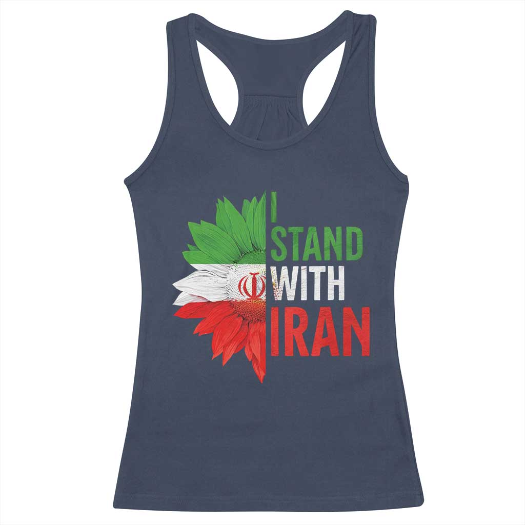 Sunflower Iran Flag Racerback Tank Top Persian Freedom I Stand With Iran TS10 Navy Print Your Wear
