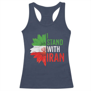 Sunflower Iran Flag Racerback Tank Top Persian Freedom I Stand With Iran TS10 Navy Print Your Wear